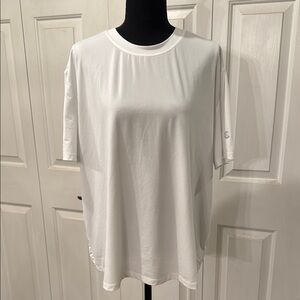 Calme by Johnny Was White Crewneck Cropped Tee XL